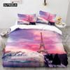 Eiffel Tower Bedding Duvet Cover Set 3d Digital Printing Bed Linen Fashion Design Comforter Cover Bedding Sets  Bed Set