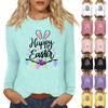 Long Sleeve Shirts For Women Easter Carnival Print Graphic Tees Blouses Casual Basic Tops Pullover