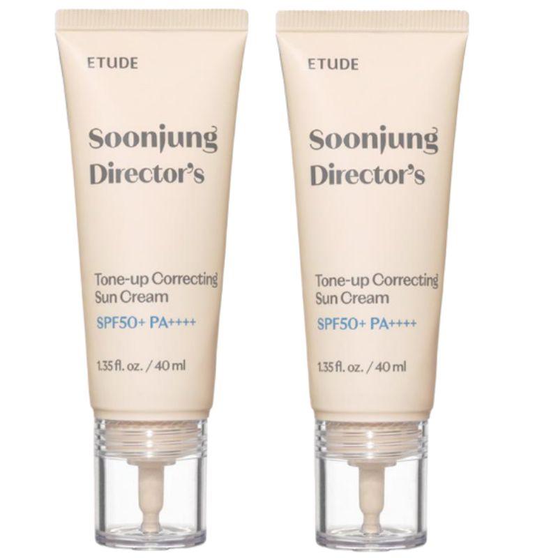 ETUDE SoonJung Director Tone-Up Correction Sun Cream SPF50+/PA++++ 1+1 Set – Gentle Brightening Sunscreen