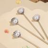 4Pcs Multifunctional Shell Pearl Design Fruit Stick 304 Stainless Steel Reusable Cocktail Pick Rust-proof Wine Needle Party