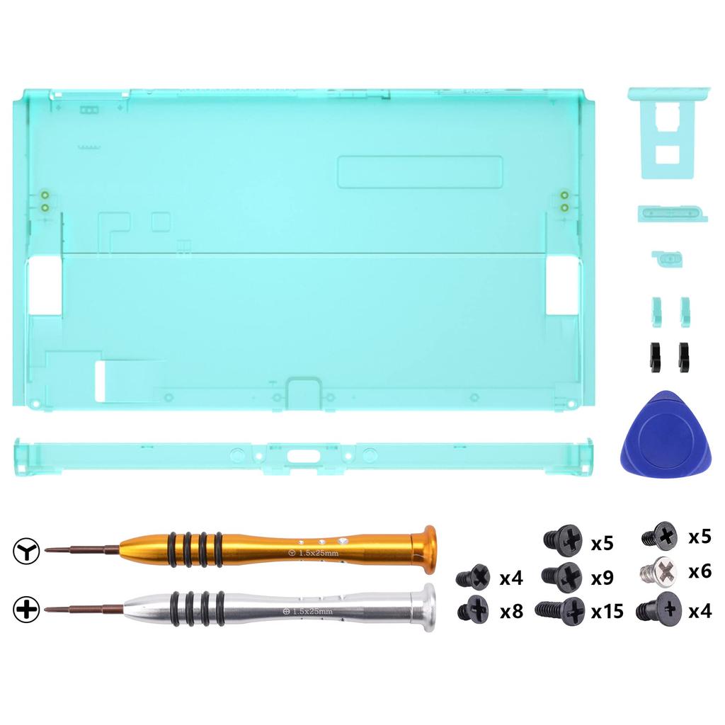 eXtremeRate Switch Compatible with OLED Soft Touch Console Back Plate DIY Replacement Housing Shell Clear Material Switch Shell Switch Stand Not