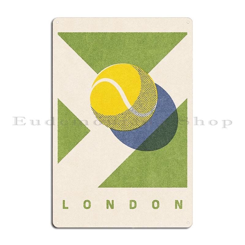 US Open The Grand Slam Tennis Court Illustration Tournament Metal Club Cinema Garage Character Tin Sign Poster