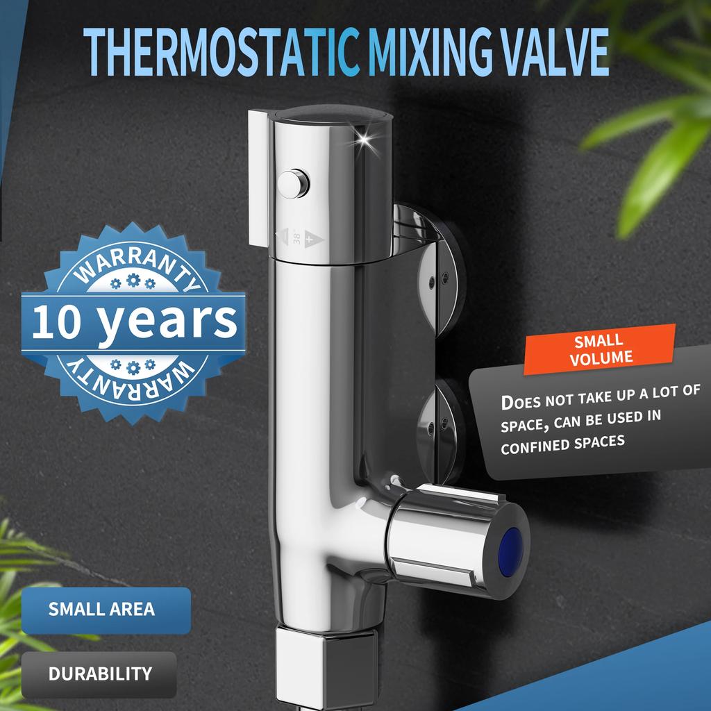 MORADO Thermostatic Caravans Shower Mixer Camper Van Yacht Mini Vertical Shower Mixer Chrome Brass Bath Shower Faucet Valve