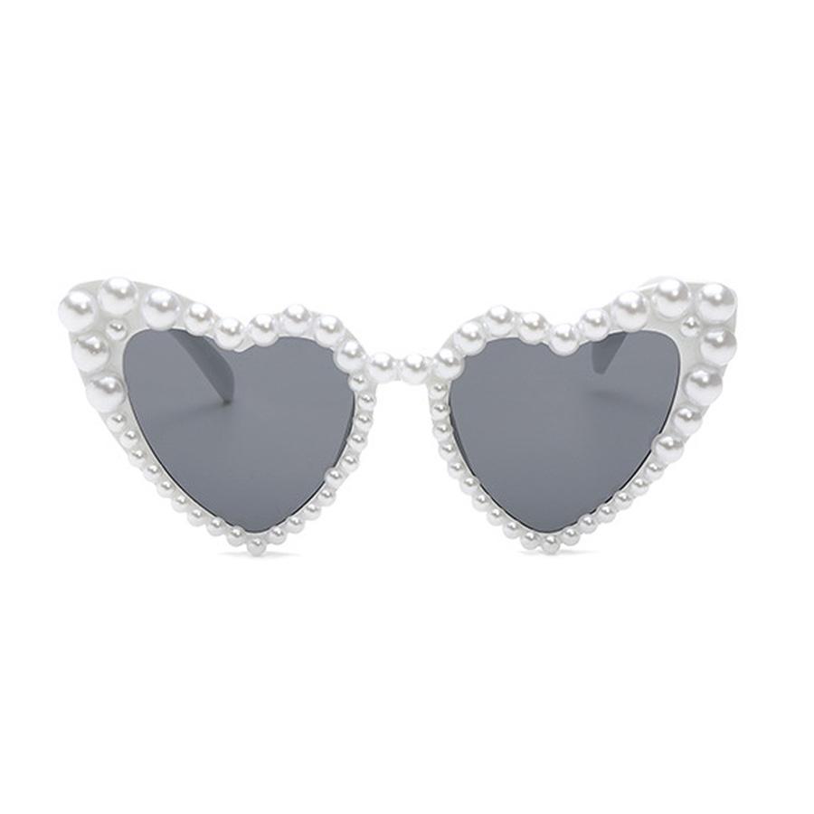 2PCS Heart Shaped Glasses With Faux Pearl Trendy Plastic Frame For Festivals Parties Vacations And Hiking