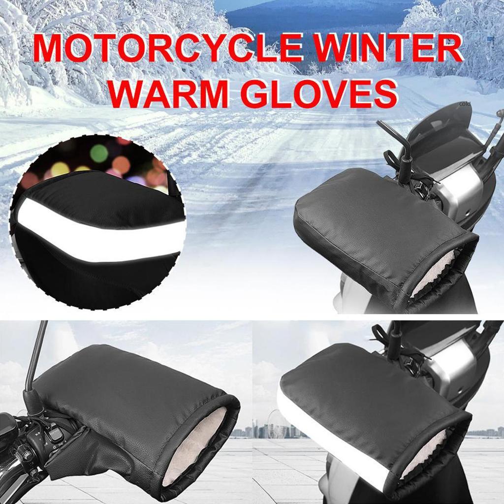 Motorcycle Handlebar Muffs Windproof PU Leather Hand Warmers ATV Hand Warmers Scooter Handlebar Muffs For Men Women Winter Cold