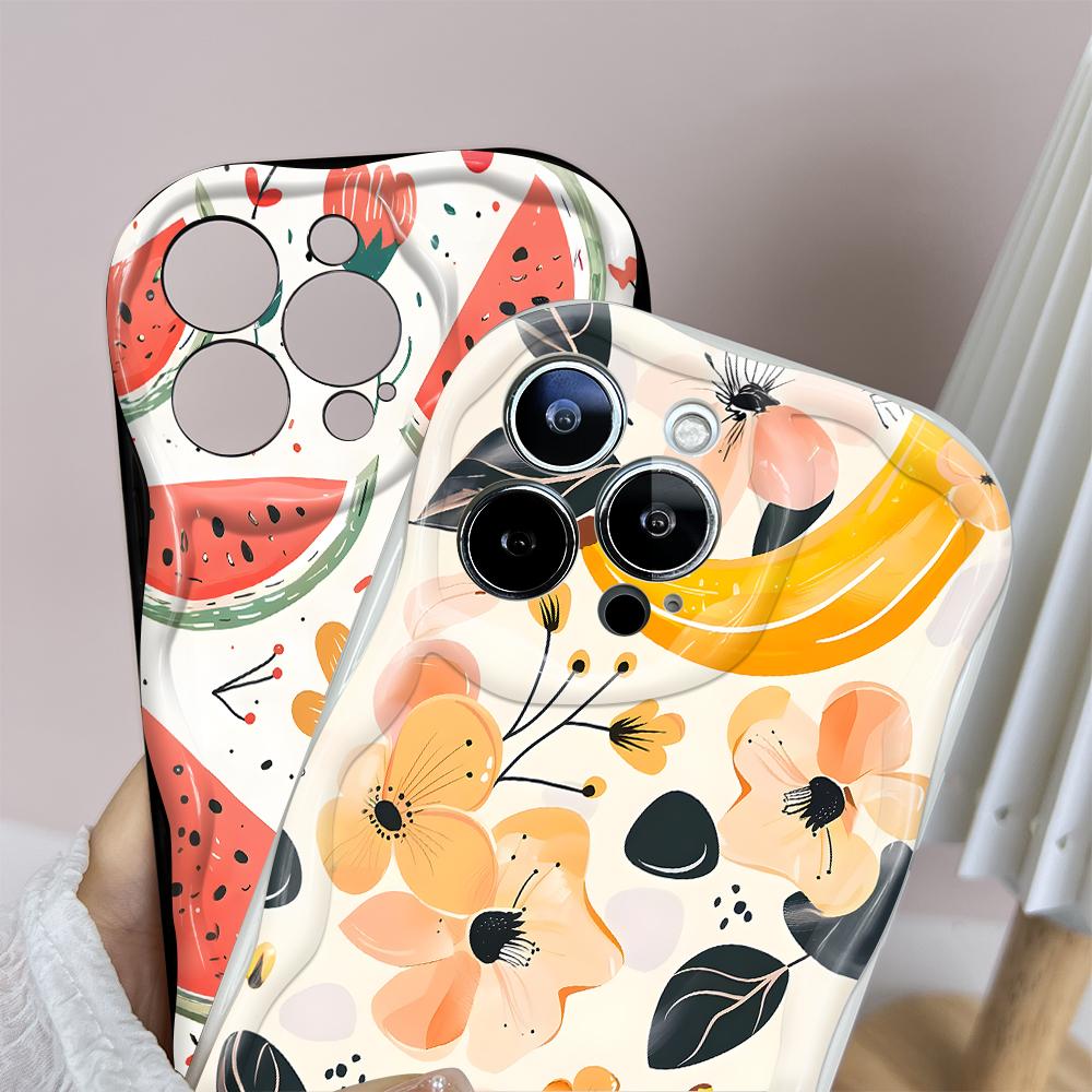 Мультяшный узор кремовая текстура чехол волнистый край мягкий силиконовый чехол для телефона чехол для iPhone Samsung Huawei Honor Xiaomi Redmi Infinix Tecno