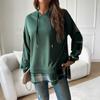Sping Autumn Women Plaid Long Sleeved Patchwork Casual Loose Hoodies Sweatshirts