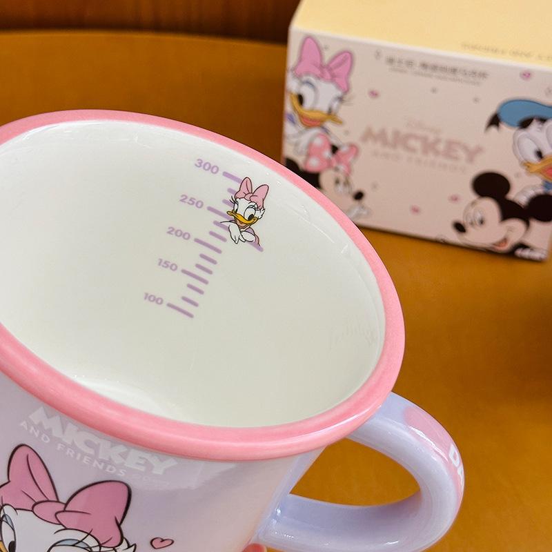 Cartoon Mickey Minnie Ceramic Mug Cute Donald Duck Daisy Water Cup Scale Cup Home Milk Breakfast Cup
