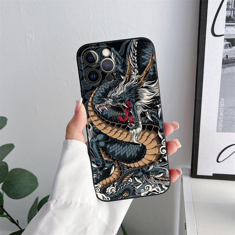 Чехол для телефона Hokusai Великая волна Аниме Дракон для iPhone 11 15 Pro Max Чехол Coque 14 Plus 13 Pro 12 11 X XR 8 SE Мягкий чехол из ТПУ