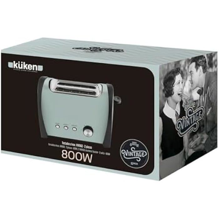 KUKEN Grille-pain 2 Pièces Vintage 800 W Vert Vintage Tension 230 V