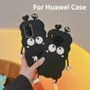 Cute Cartoon Black 3D Case For Huawei P40 P50 Pro Mate 30 40 Pro Nova 5 6 7 8 Honor 60 70 Luxury Soft Silicone Phone Cover Kids
