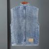 Мужской весенне-летний красивый свободный джинсовый жилет без карманов молодежный воротник молния куртка