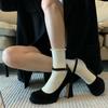 Women's New Autumn Thick Heel Single Shoes Round Head Shallow Mouth Thick Sole Soft Sole Non-slip Super High Heels