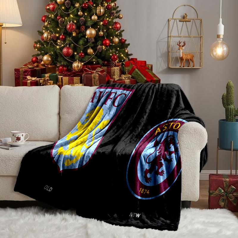 Aston Villa Fc Crest Throws Blanket Flannel Blankets Plush for Couch Bed Gifts for Men Women Travel picnic blanket Christmas fan gifts