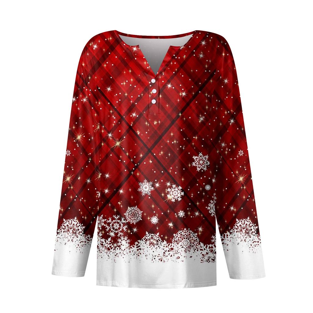 Жен. Футболка Футболка Пуговицы Цветочный принт Длинный рукав Повседневные Выходные Мода Классический Классический V-образный вырез Обычный Топ