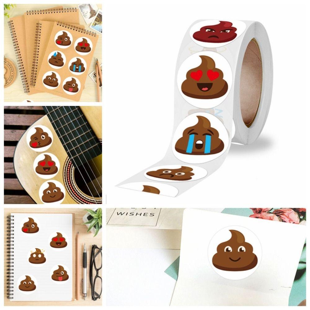 500pcs Seal Poop Emoticons Sticker Self-adhesive Reward Sticker Creative Stationery Sticker Teacher