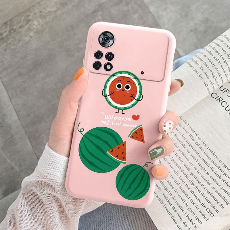 For POCO X4 Pro 5G NFC Case Watermelon Cute Fruit Love Heart Butterfly Women Dog Flower Silicone For Poco X4pro 5 G Phone Cover