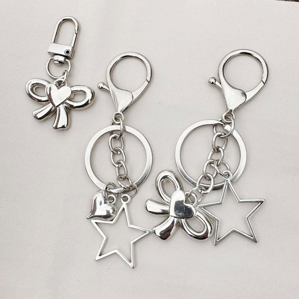 Bowknot/Heart/Star Pendant Pendant Keychain Stylish Keyring for Women Girls Bag Charm Elegant Purse Backpack Accessory