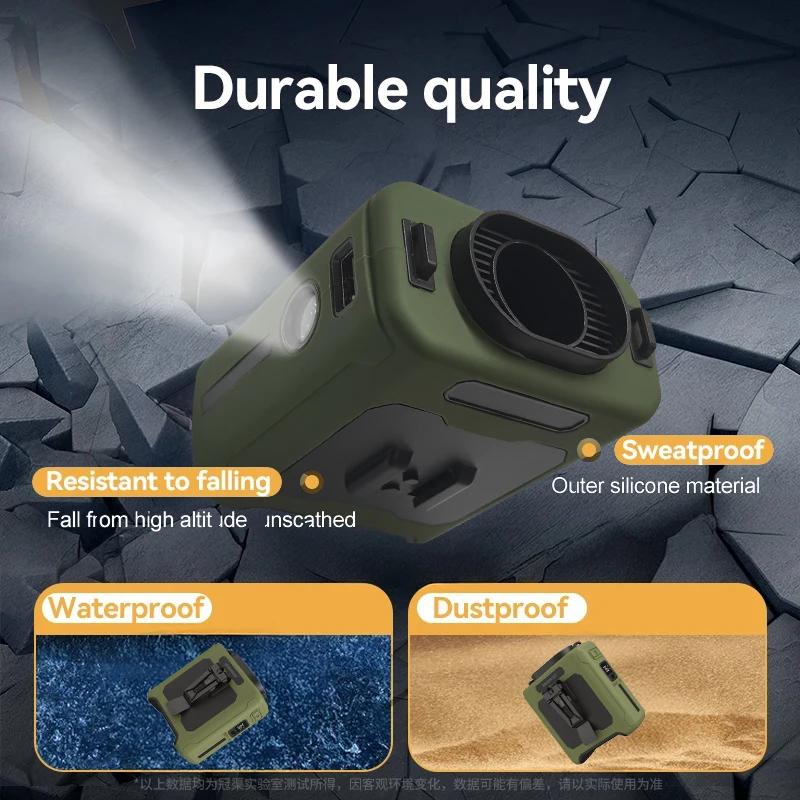 10000mAh Outdoor Portable Waist Fan Hanging Neck Fan Strong Wind with Power Bank LED Lighting Outdoor Sports Work Lights