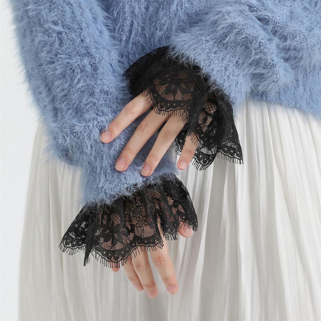 1 пара манжет из белого кружева в европейском женственном стиле, декоративный воротник-стойка, аксессуары для женской одежды, декоративные рукава для свадебного платья