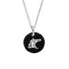 [R4911] - Silver 'Horse' Black Silver Necklace (rhodium) - 15mm (ceramic)