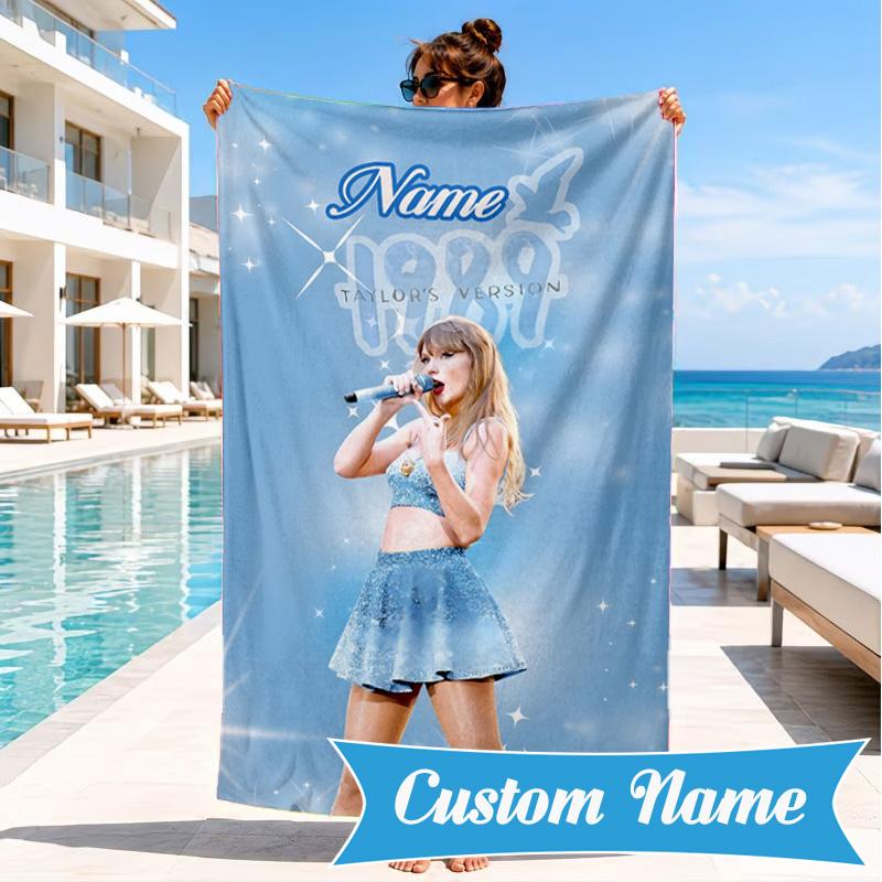 Custom Name Beach Towel Top singer Taylor Microfiber Beach Towel, Lightweight for Summer Travel, Swimming Pool Fan Birthday Gift