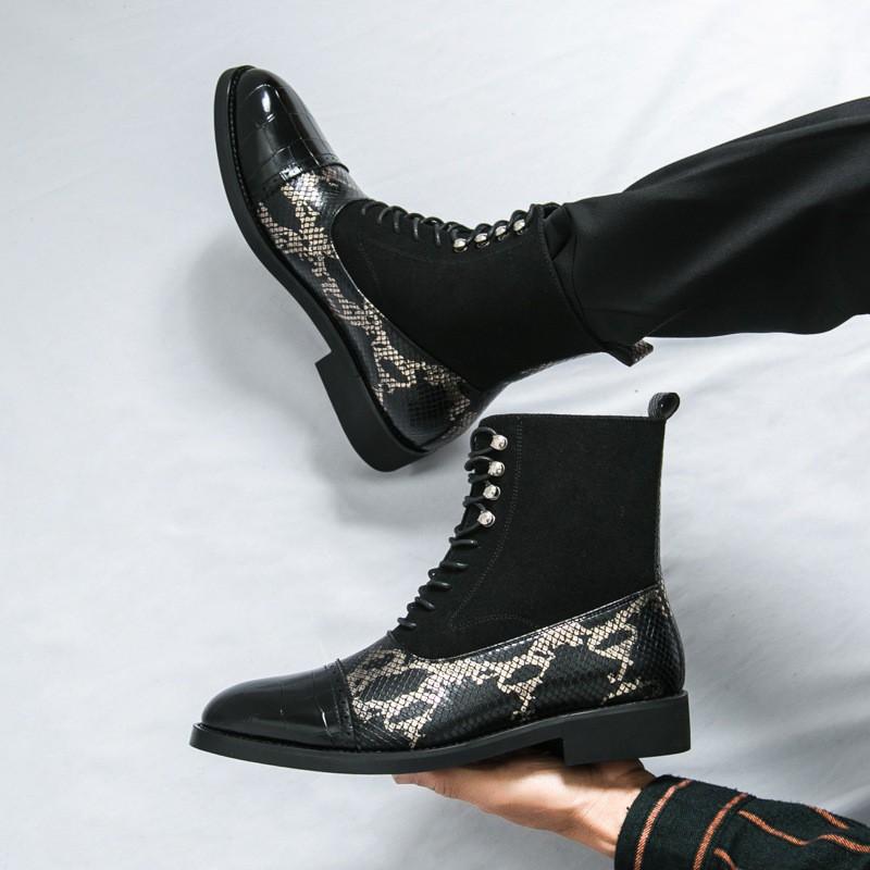 Mens Pointed Toe Ankle Boots British Style Large Size Formal Casual Leather Shoes
