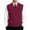 Men's V-Neck Sleeveless Knit Cardigan Vest