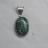 Oval Cab Green Copper Turquoise 925 Sterling Silver Pendant, Designer Turquoise Pendant