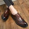 2025 Cheap Men's Black Business Dress Leather Shoes Men's Casual British Style Block Carved Groom Wedding Shoes