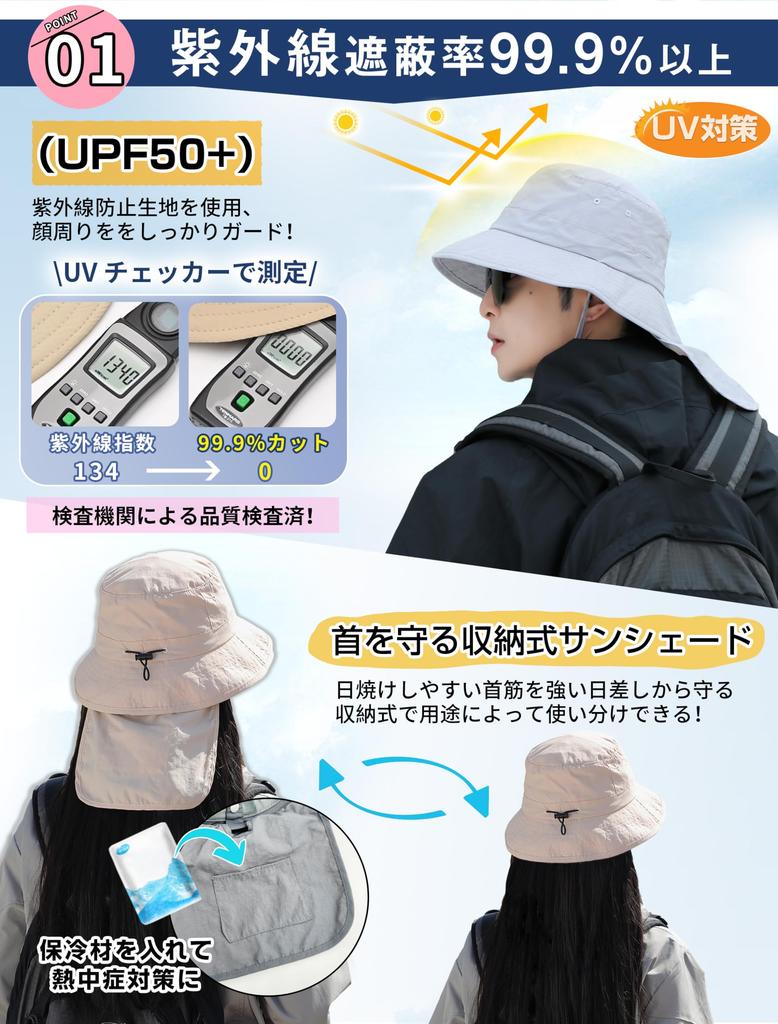 Панама Сафари Вода Встроенная УФ Защита от солнца Горы УФ Быстрая Широкая Солнце Маленький Хаки [GOKEI] Шляпа, Шляпа, Мужская, Женская, Водоотталкивающая, [Складная, Для хранения],