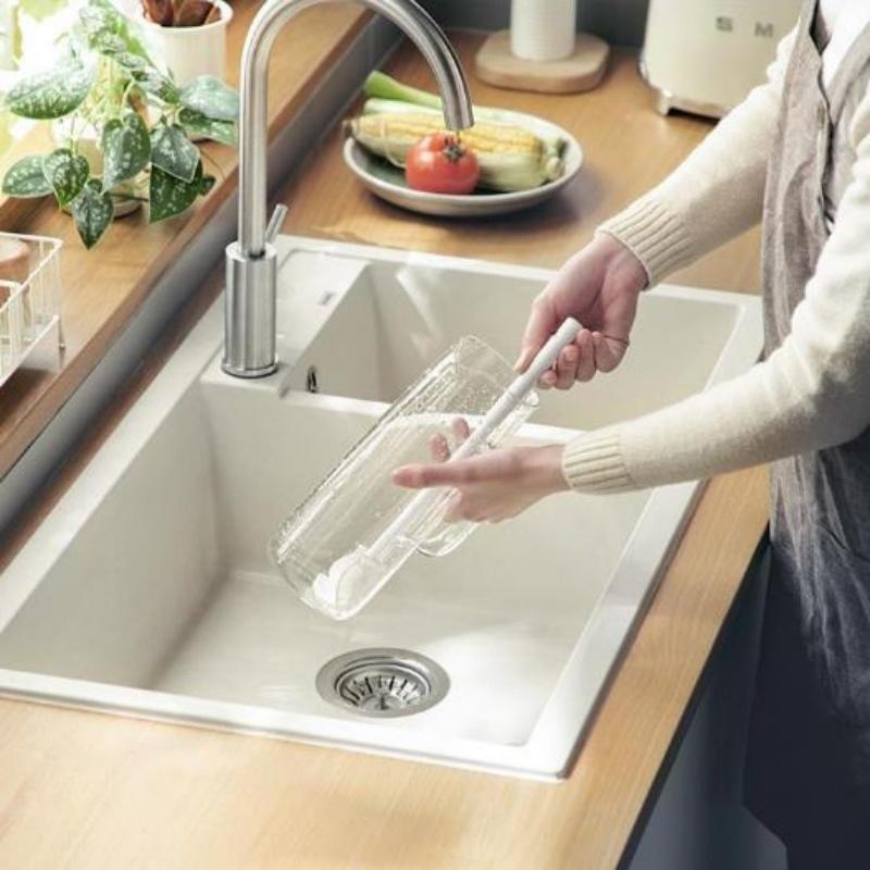 Силиконовая щетка для полной очистки 360° со складной головкой, гибкая щетка для чистки чашек, очиститель, бутылка с длинной ручкой, очистка стекла