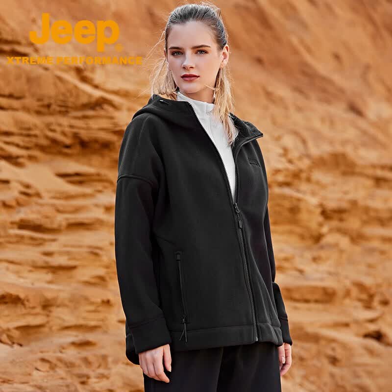 Jeep Унисекс уличная флисовая куртка с капюшоном