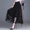 Сетчатая юбка с высокой талией, длинная фатиновая юбка, женская весна-лето, эластичная женская плиссированная юбка трапециевидной формы, женская юбка-миди