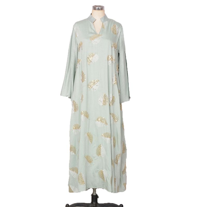 Elegant Dress Middle East Sequin Diamond Embroidered Dubai Women Clothes Arab Robe plus-Size Dress
