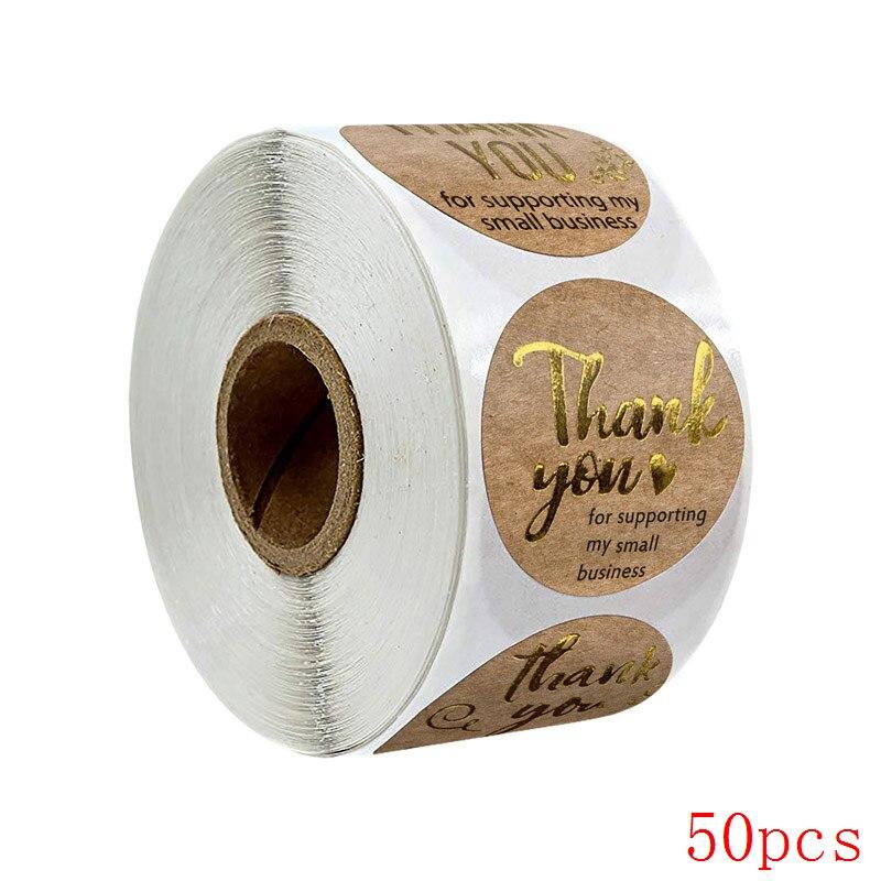 50-500pcs Lot Kraft Round Thank You Stickers Seal Labels Gold Cute Stickers Scrapbooking for Package Stationery Sticker 3 Fonts