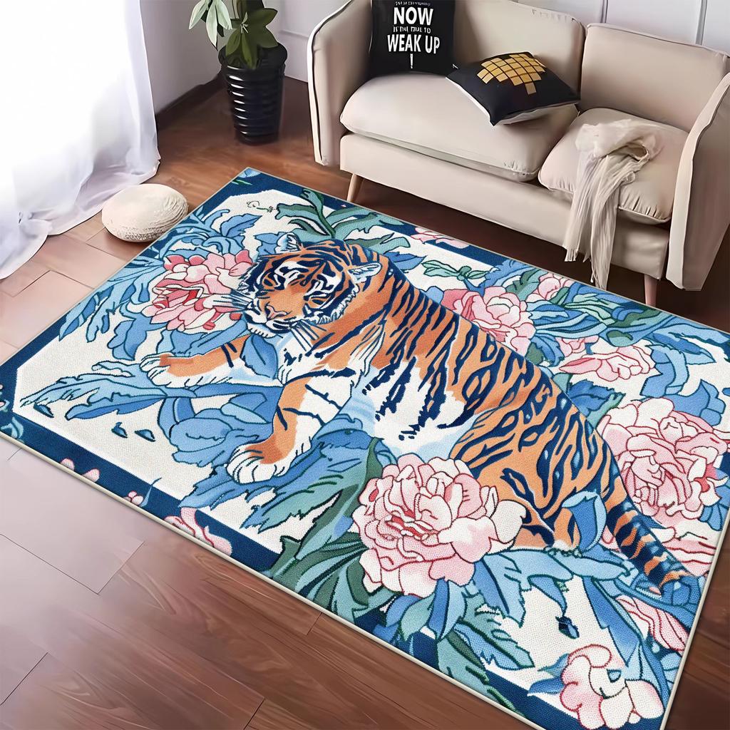 Modern Style Big Size Living Room Rugs Tiger Pattern Bedroom Carpet Soft Non-slip Mat for Kids Foldable Easy Clean Customizable
