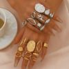 New Style Jewelry, Niche Geometric Metal 18k Electroplated Ring Set, Open Ring.