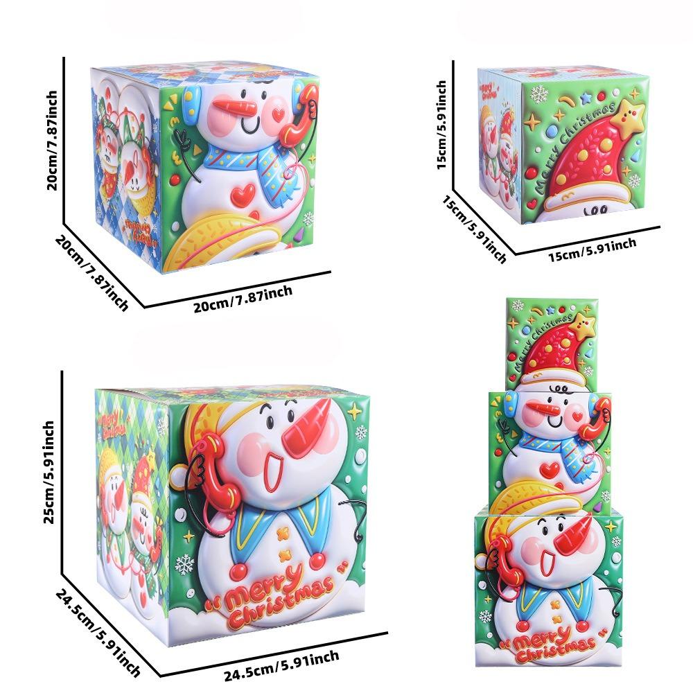 3PCS Santa Claus Christmas Gift Box 3 Size Cookies Snack Boxes Candy Gift Boxes  Home Decoration