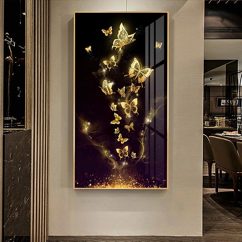 Abstract Golden Butterfly Posters and Prints Wall Art Nordic Rose Flower Painting Canvas Pictures for Living Room Cuadros Decor