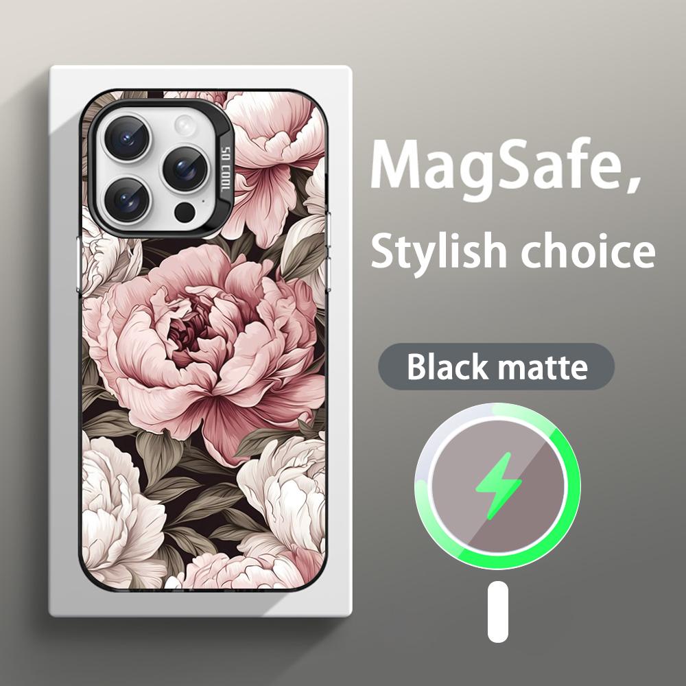 Art Retro floral pattern painting design Phone Case Magnetic IMD Colorful Silver case for iPhone 16 15 14 13 12 11 Pro Max