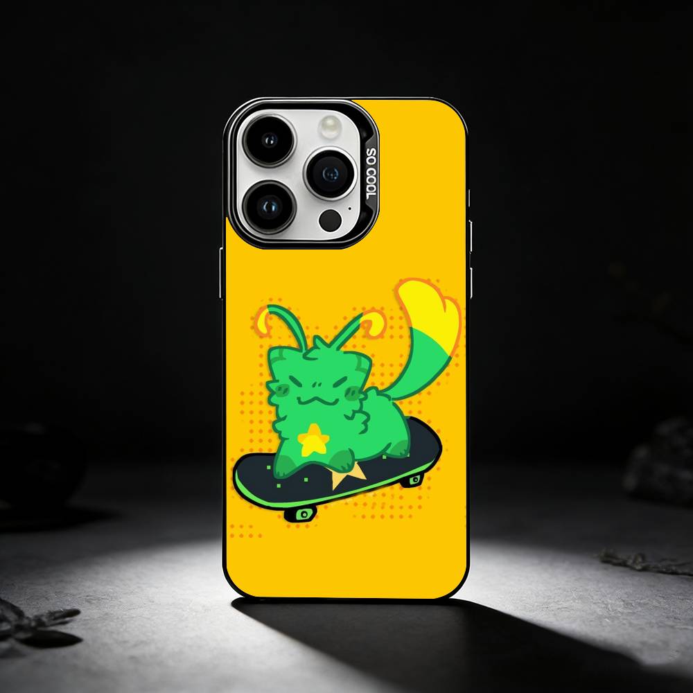 Green alien cat cute Phone Case For iPhone 17,16,15,14,13,12,11 Plus,Pro Max,XS,Colored silver phone case