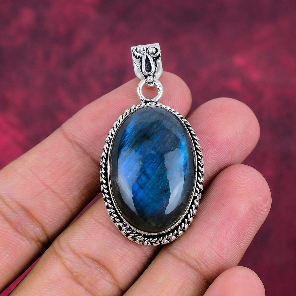 Ювелирные изделия из лабрадорита, кулон из стерлингового серебра 925 пробы с драгоценными камнями, потрясающий кулон ручной работы, подарок для нее