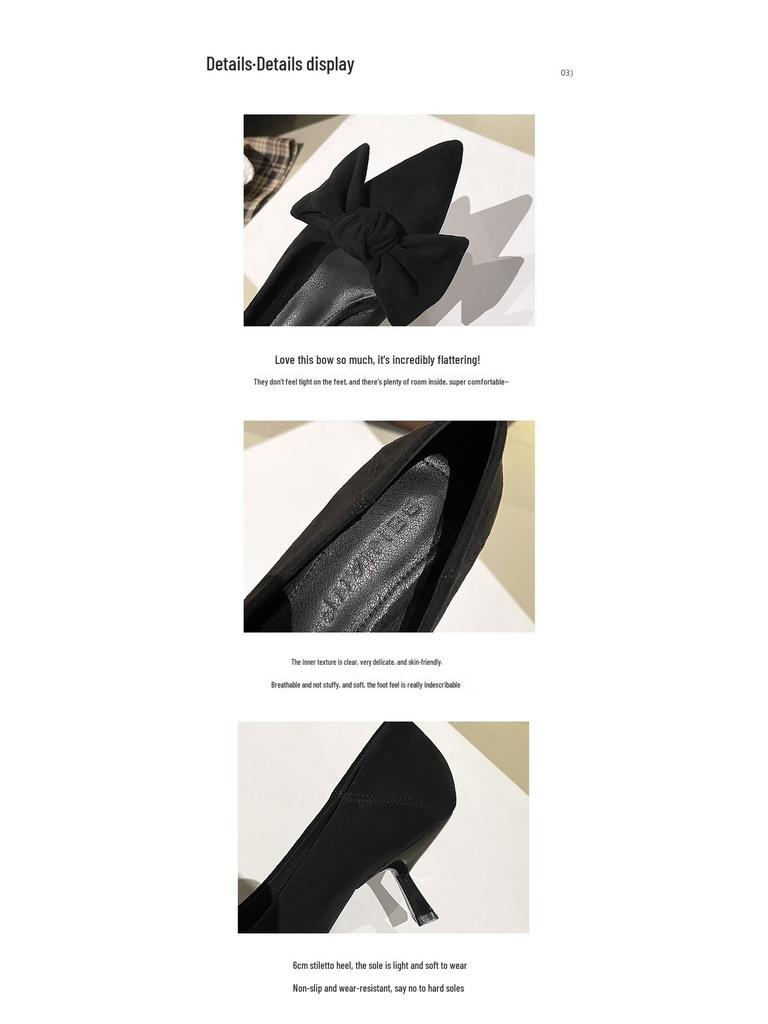 BEIJIANI Women's Pointed Stiletto Heels with Bow - Spring/Autumn Style