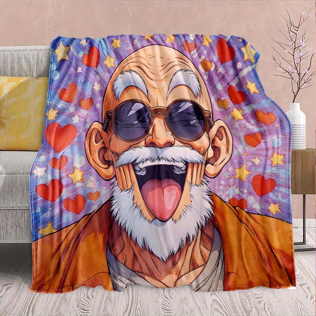 Фланелевое одеяло из аниме Dragon Ball - Мягкое, теплое, идеально подходит для дивана, постельного белья, кемпинга, путешествий, офиса, домашнего декора -QJY