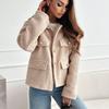 Autumn Winter Turn Down Collar Plus Size Women's Jacket Long Sleeve Fashion Casual Woolen Coats Women Elegant Vintage Solid Loose Short Jackets 24999