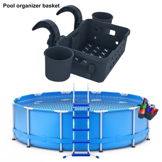 Корзина для хранения у бассейна, подвесная корзина для бассейна с подстаканником, большая вместимость