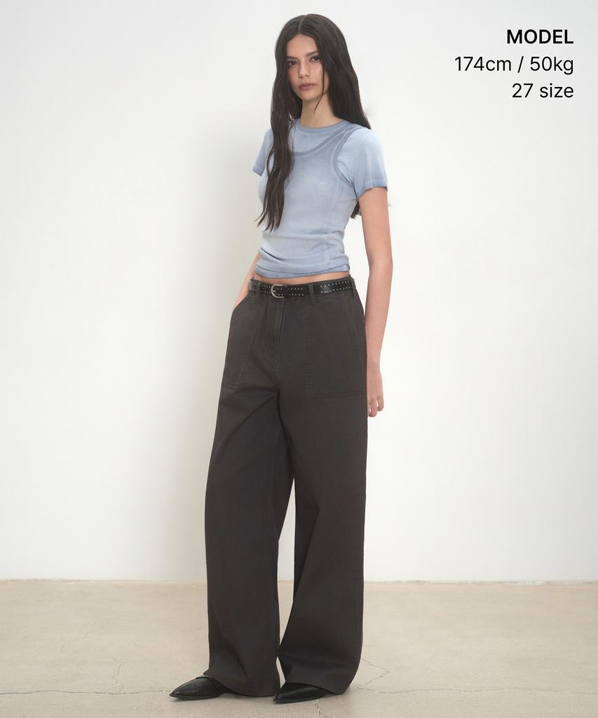 MUSINSA STANDARD WOMAN Women'S Wide Fatigue Pants [Dark Gray]
