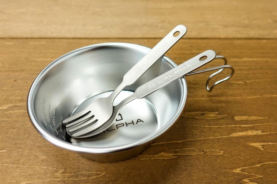 LALPHA Titanium Cutlery Set, Compact, Spoon and Fork, Lightweight, Perfect for Outdoor Activities, Hiking, and Solo Camping, with Storage Case, CK-200