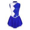 Dance Womens Figure Skating Performance Costume Shiny Sequin Color Block Patchwork Sleeveless Dress
